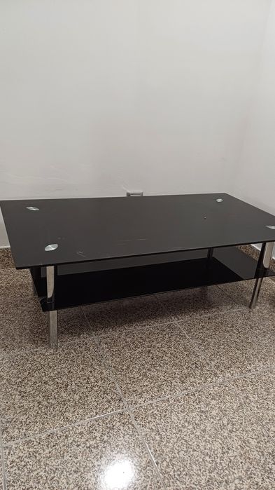 Mesa de centro vidro preta