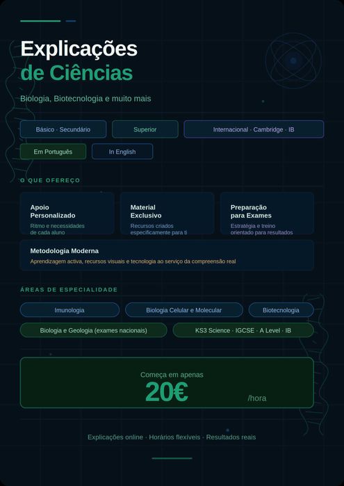 Explicações de Ciências e Biologia / Tutoring in Sciences and Biology
