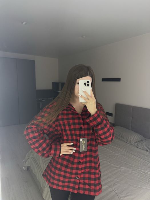 Оверсайз унісекс рубашка в клітинку для дому