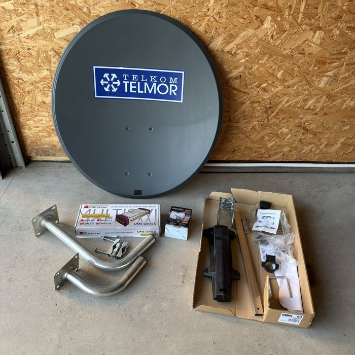 Kompletny zestaw RTV/SAT – Telmor + Opticum + 100 m kabla + złącza + zaciskarka + tuner Ferguson