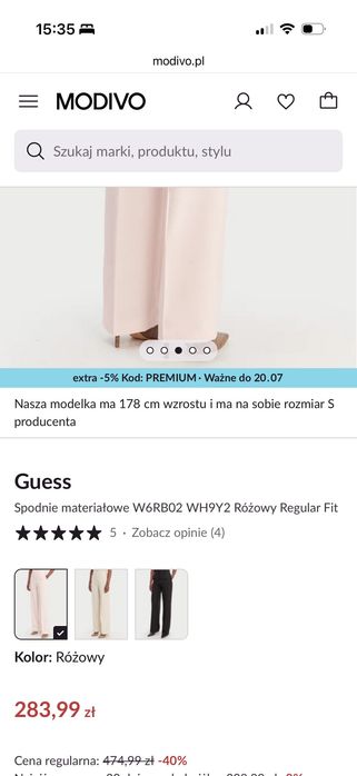 Eleganckie pudrowe spodnie marki guess