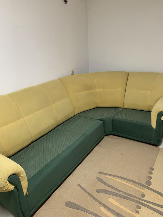 Sofá 5 Lugares Amarelo/Verde