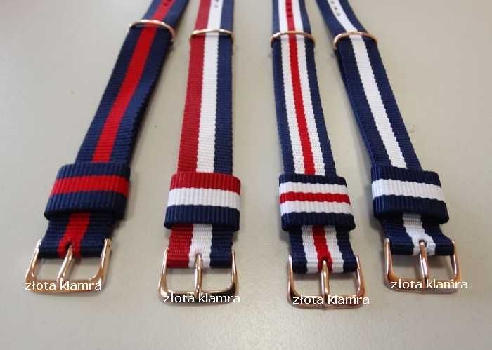 Dwa paski nato 18mm DW złota klamra