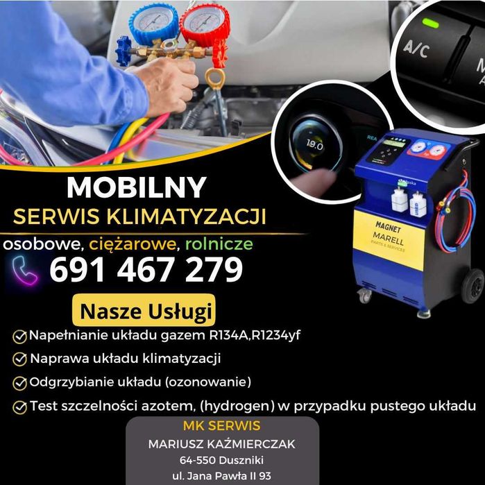 Kwilcz mobilny serwis klimatyzacji z dojazdem do klienta I osobowe, ciężarowe, rolnicze I serwis, napełnianie