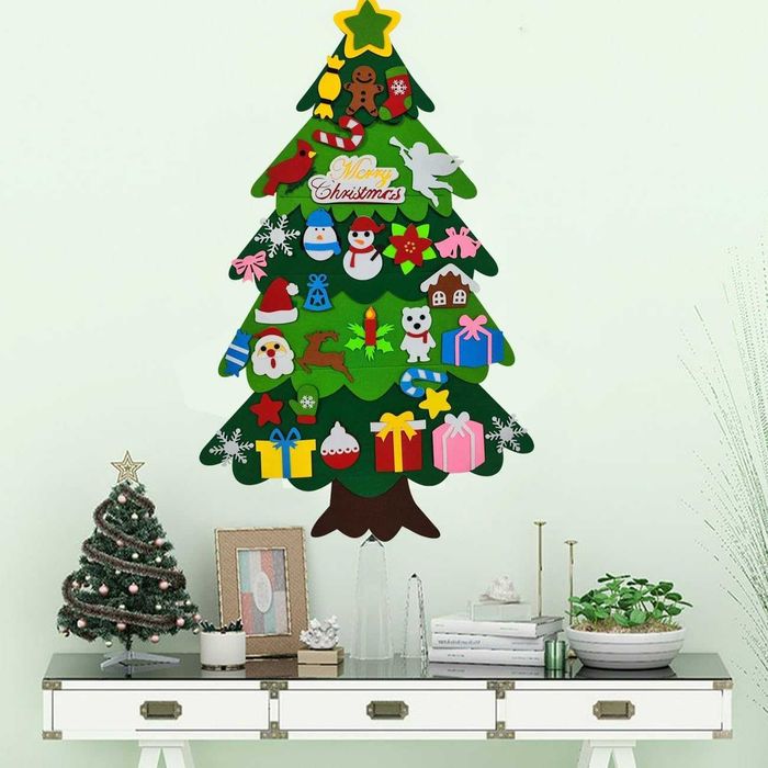 Choinka filcowa kreatywna dla dzieci + OZDOBY DUŻA DIY