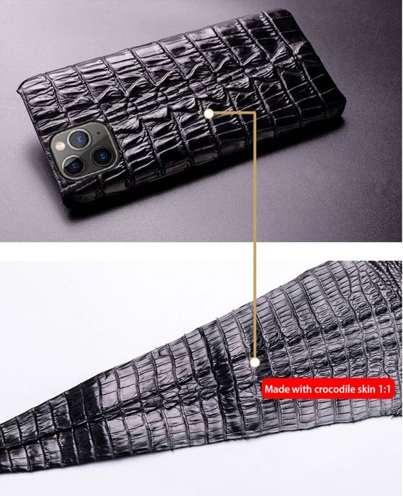 Capas em pele genuina de corcodilo para iPhone 11 Pro