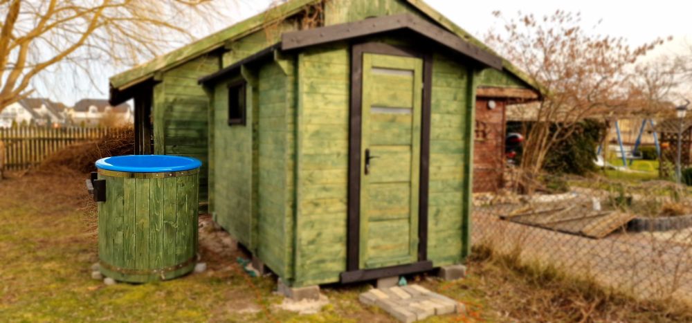 sauna ogrodowa piec harvia , opalany od wewnątrz, sauna + przedsionek