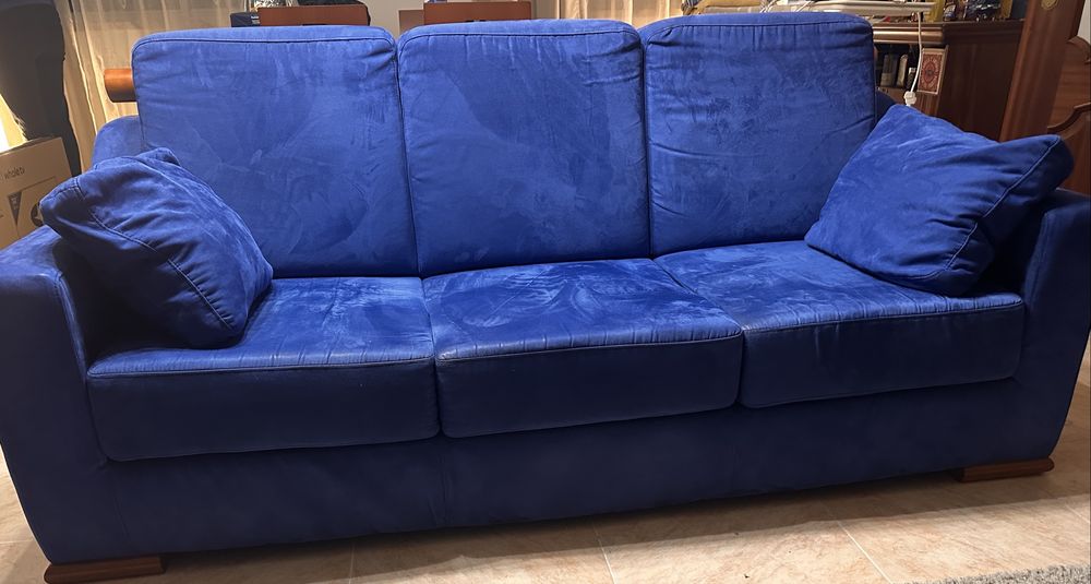 Conjunto 2 sofás grandes azuis