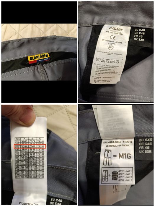 Качественные рабочие брюки BLAKLADER 1555 46C r16r17r18r19r20
