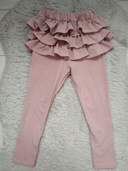 Piękne,unikatowe legginsy z falbankami/lato/pudrowy róż/Nala/r.104/110