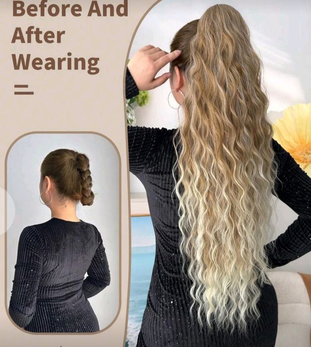 Kucyk na klamerce 66 cm blond ombre. Nowe. Polecam.