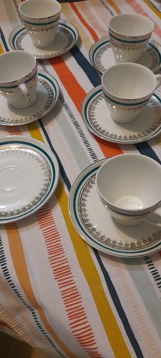 feston vintage  lata 60 ćmielów talerze fliżanki prl porcelana polska