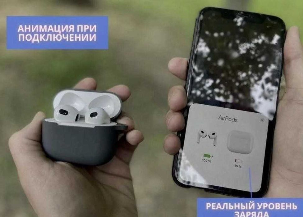 Безпроводные наушники аірподс 3 к много функциональные!!