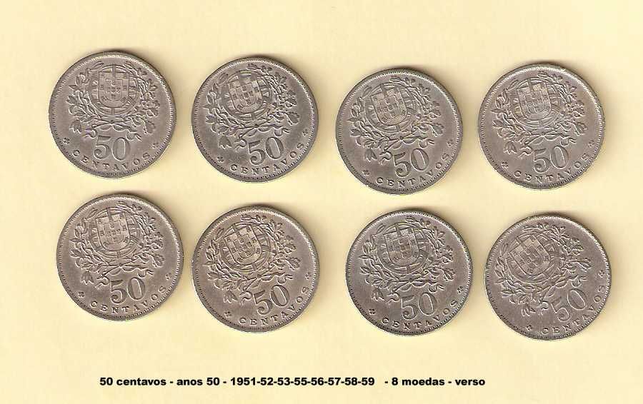 Moedas de 50 centavos anos 50