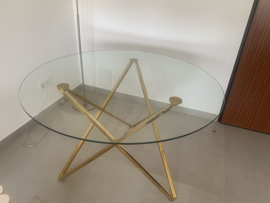 Mesa de jantar | D1,2m | Pés Dourados