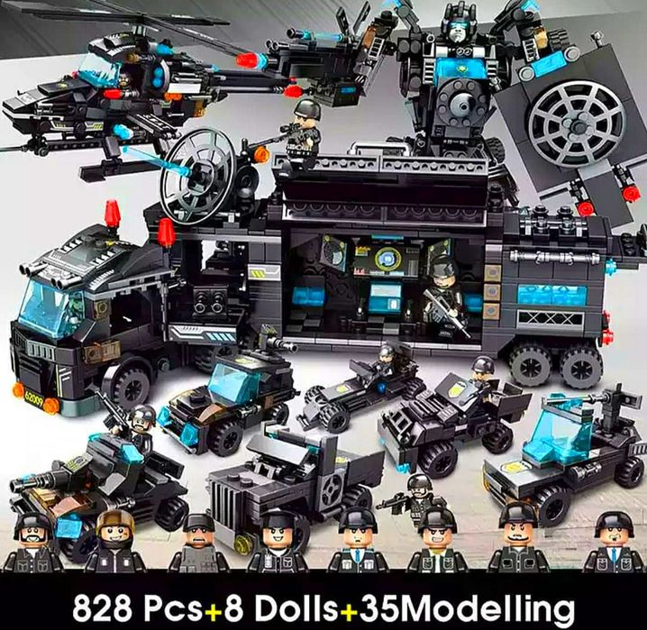 Конструктор трансформер робот машина полиция вертолёт набор игрушек