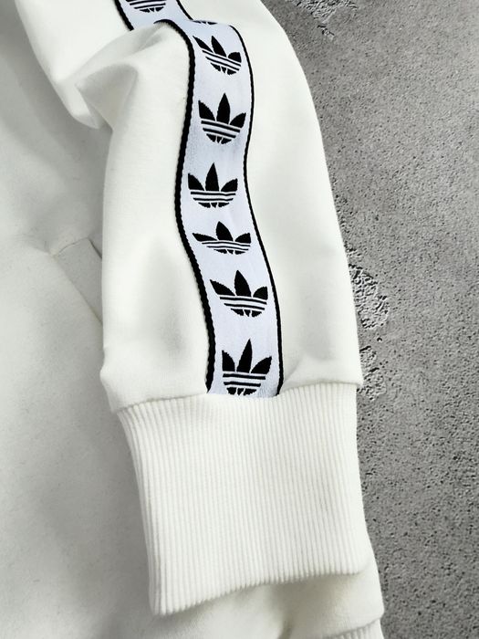 Олімпійка Adidas з лампасами чоловіча біла, чорна | Кофта на замку Адидас лампас мужская черная, белая