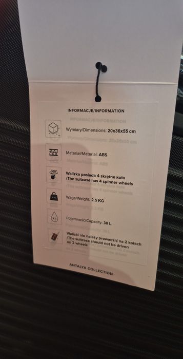 Puccini walizka kabinowa na kółkach szyfr abs028C-1 czarna