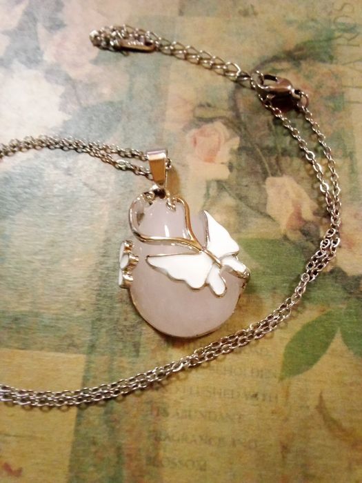 Colar Pendente Quartzo Rosa - Novo