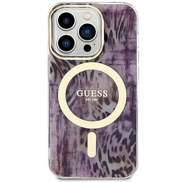 Etui Guess Leopard MagSafe na iPhone 14 Pro - różowe