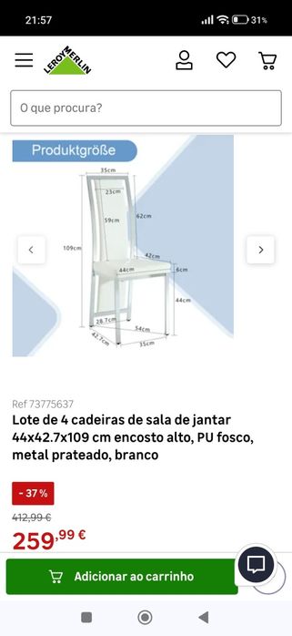 4 cadeiras de sala de jantar
