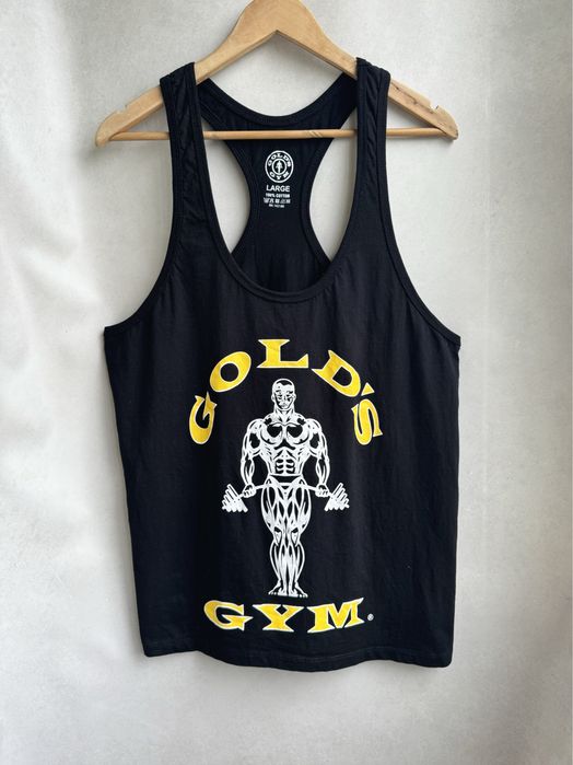 Винтажная спортивная майка Gold’s Gym мужская черная big logo оригинал. Чоловіча спортивна майка Gold’s Gym чорного кольору оригінал
