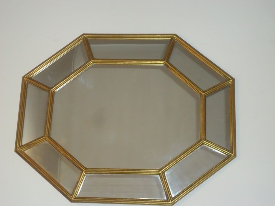 Espelho Moldura em Madeira Octagonal