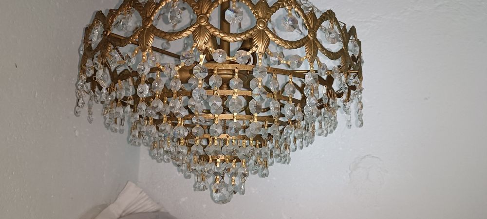 Vendo Candeeiro/ Lustre cristal e latão Dourado