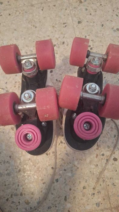 Patins de Quatro Rodas Infantis Fila Quad – Branco e Rosa tam. 35