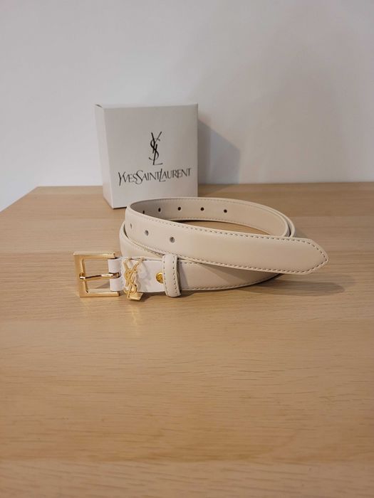 Biały damski skórzany pasek 105 cm