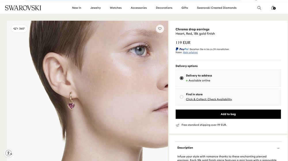 Серьги Swarovski Chroma