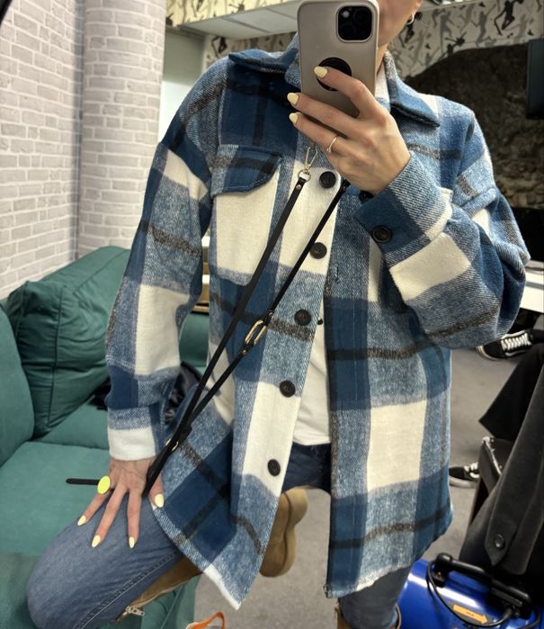 Made in Italy Kurtka Katana koszulowa flanelowa flanela w kratę shacket