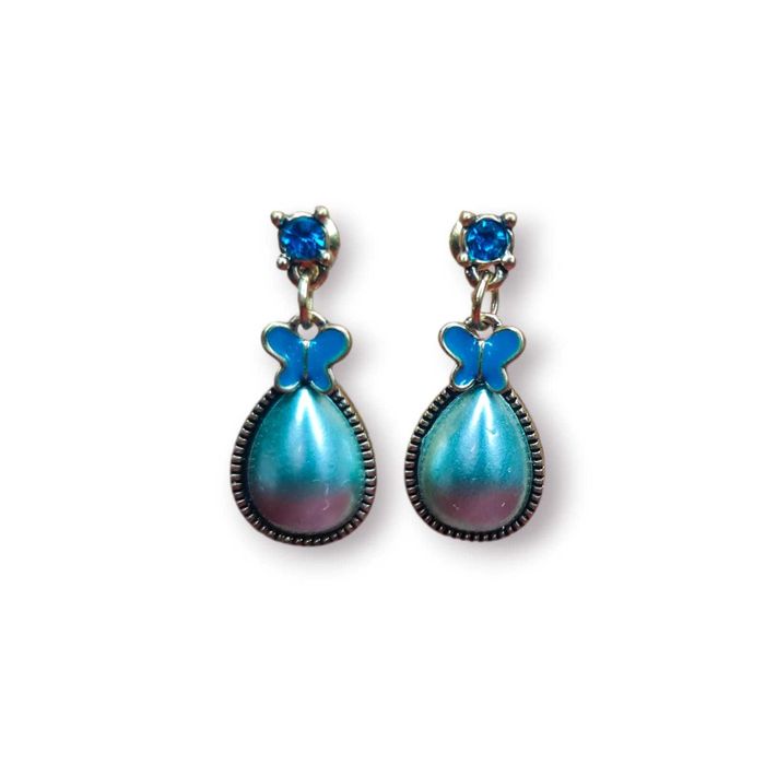 Brincos Maxbiju – Gota Azul com Borboleta | Bijuteria Elegante | Novos