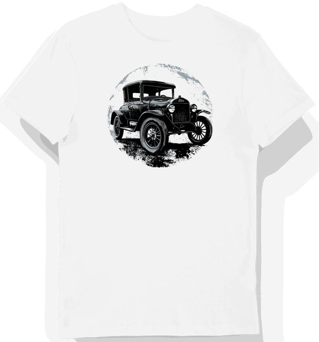 Koszulka męska biała z klasycznym stylem Forda Model T XL