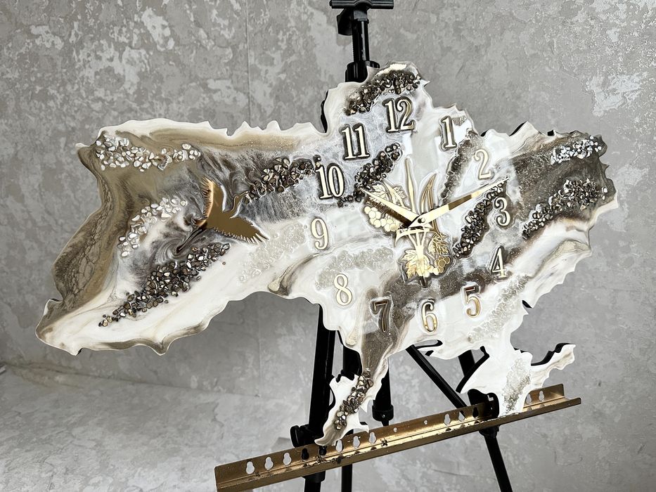 Годинник карта України 100см. , ідея для подарунку, часы из смолы