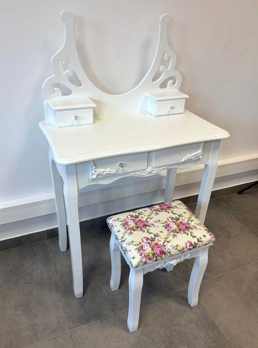 SONGMICS RDT04W Toaletka Z Taboretem Biała