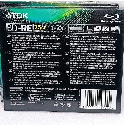 Pack de 3 Lot of 3 TDK BD-RE 25GB Blu-ray Rewritable Disc 1-2x Speed DURABIS2 - Novos/Selados