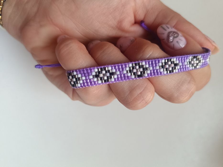 Bransoletka Boho fiolet handmade