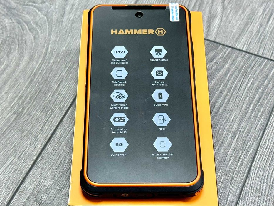 НОВИЙ!!! БРОНЬОВАНИЙ Смартфон HAMMER IRON 6 5G 8/256Gb HS2514 Orange