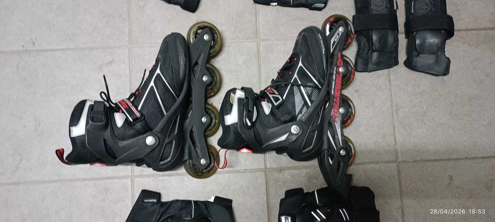 Patins em linha Rollerblade e protecções