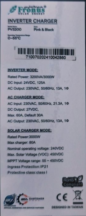 3 кВт. 24в. Інвертор Fronus PV3200