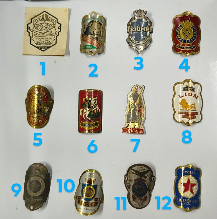 Várias Chapas de testa bicicleta pasteleira/inglesa/nacional/clássica