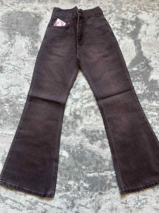 Шоколадні джинси кльош стрази камінчики шоколадные джинсы кльош стразы