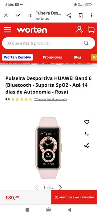 Huawei P30 Lite branco  e relógio Huawei band 6 Rosa