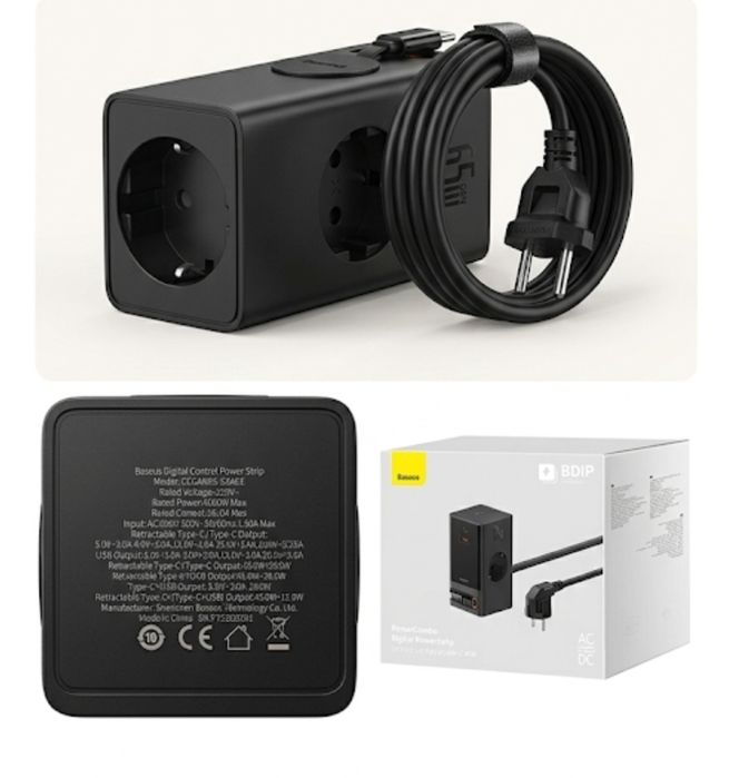 Baseus PowerCombo 65W GaN — Розумна зарядна станція