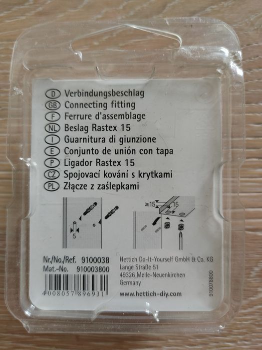 Hettich Złącze mimośrodowe śr. 15 mm