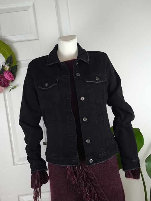 Bershka kurtka jeansowa katana styl vintage czarna bawełna cotton L