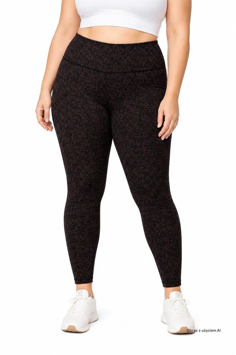Legginsy sportowe we wzór panterki XL