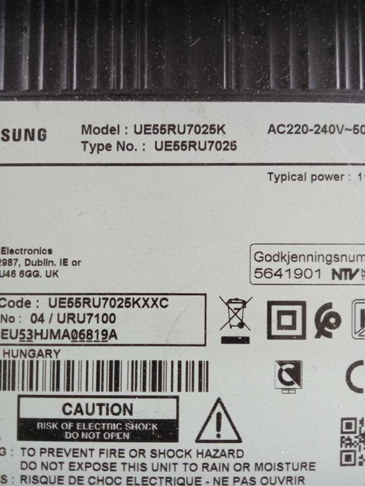 Samsung UE55RU7025K "placas"
