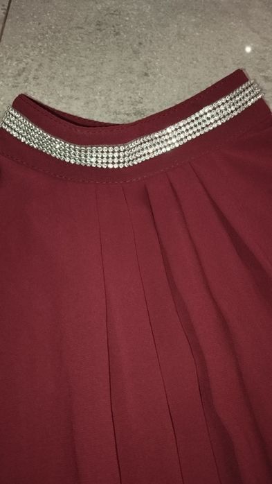 Elegancka bluzka z cyrkoniami bordo XL